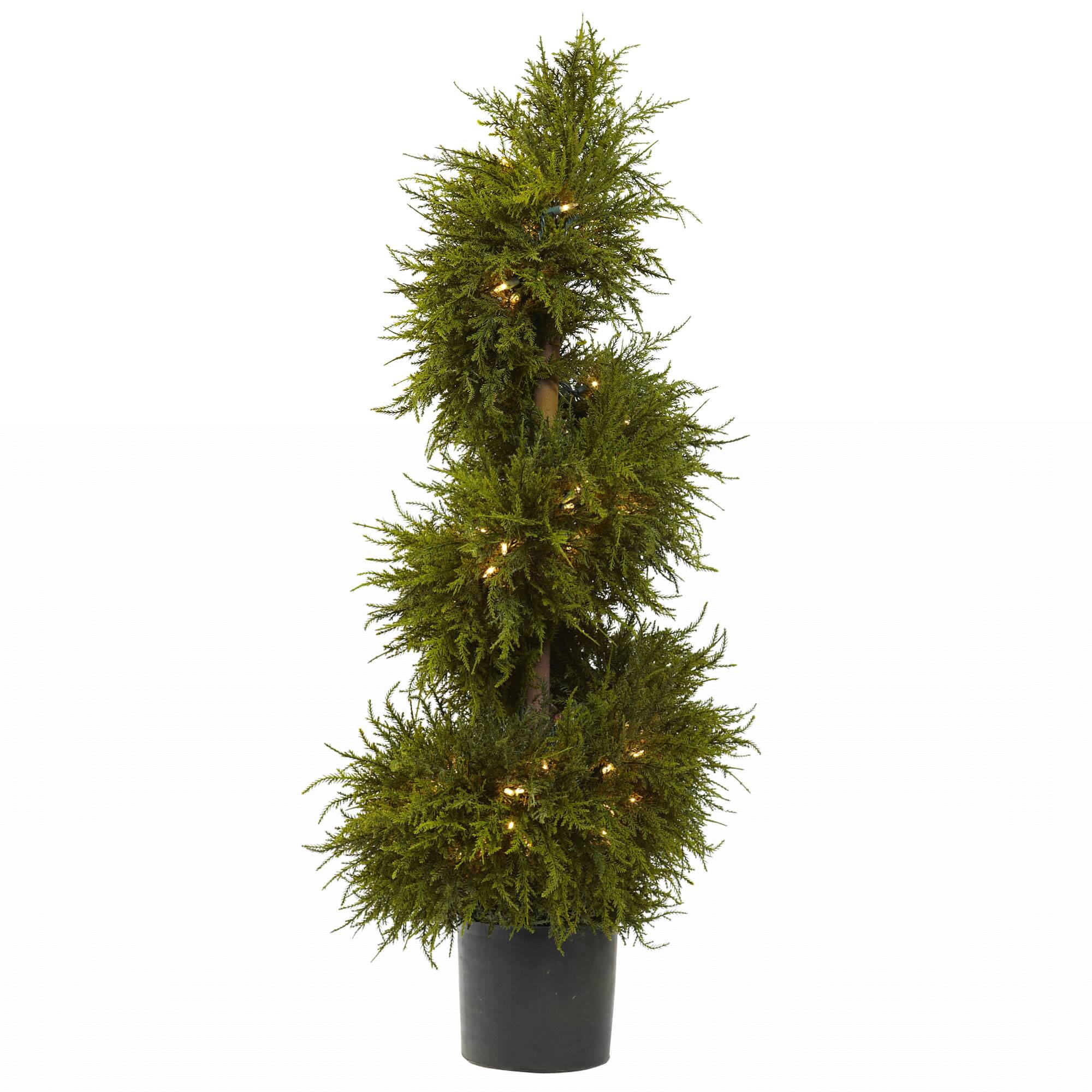 3.5ft. Pre-Lit Potted Cedar Spiral Topiary